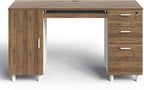 Modern Design By Crafts & comfort Venice Computer Desk - Office Desk with 3 Drawers & CPU Storage Cabinet - Laptop Workstation with Keyboard Tray & Cable Hole - Home & Office Supplies -Cass/White
