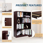 Farini Mahogany Bookshelf for Bedroom 4 Shelf Office Bookcase 48 Inches Tall Modern Wood Bookshelf for Living Room 4 Tier Wide Manga Bookshelf Library Bookcase