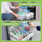 6Pack Gallon Freezer Bags, 11" x 10.6" Reusable Silicone Food Storage Bags - Leakproof, Lock Bags for Microwave, Dishwashe, Airtight Storage Bags for Lunch Container Organization