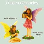 PRETMANNS Fairy House Kit - Fairy Garden Accessories for Outdoor Miniature Village Decor, with Fairies & Sign - House, 7’ High & Door can Open Wide - 4 Piece Supplies