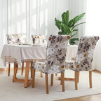 FORCHEER Chair Covers for Dining Chairs Set of 4,Beige Floral Stretch Dining Room Chair Cover Kitchen Parsons Chair Slipcovers (Pack of 4, Beige+Floral)