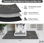 ZLR Coffee Bar Mat for Keurig & Nespresso, 12"x16" Small, Marble Gray | Absorbent Dish Drying Mat, Stain-Hiding PU Leather Top, Non-Slip Rubber Back, Heat-Resistant, Fits Frother & Pour-Over