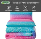 JQinHome Queen 3Pcs Glitter Comforter Sets for Girls, 3D Colorful Duvet Pink Rainbow Themed Bedding, All-Season Reversible Quilted Duvet,for Girls Women- includes 1 Comforter, 2 Pillowcases