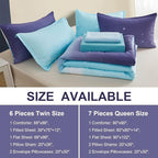Girls Comforter Set Twin Size 6 Pieces Bed in A Bag Colorful Ombre Blue Purple Rainbow Bedding Set for Kids Teen (1 Comforter, 1 Flat Sheet, 1 Fitted Sheet, 1 Pillow sham, 2 Pillowcases)
