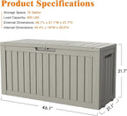 Outdoor Storage Box, Deck Box Waterproof 72 Gallon, Resin Outside Storage, Storage Bin for Package Delivery, Patio Furniture Cushion, Pool Accessories, Weatherproof and UV Resistant, Grey