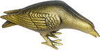 NACH Crow Decor, 10 x 3.5 x 6 inch, Cast Iron Antique Gold Raven Statue, Raven Decor for Outside - Head Down Crow Statue