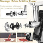 AAOBOSI 3-IN-1 Electric Meat Grinder, 3000W Max Sausage & Kibbe Maker | Non-Clogging with Auto-Reverse for Jam-Free Grinding, Easy Accessory Storage, Copper Motor, 5 lbs/min Fast Meal Prep