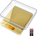 Fuzion Small Gram Scale 3000g, Digital Kitchen Food Scale, Gram and Ounce | Gold Titanium Mirror Finish, 0.1g Accuracy, 6 Modes, 2 Trays Included, Tare, Piece Counting, For Food, Coffee, Coins, Herb