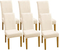 FORCHEER Dining Room Chair Covers Set of 6 Beige Jacquard Stretch Parsons Chair Slip Covers Washable Removable