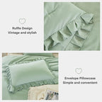 Andency Sage Green Comforter Set King, 3 Pieces Vintage Farmhouse Shabby Chic Ruffle Comforter, Lightweight Soft All Season Microfiber Down Alternative Bedding Comforter Set (104x90Inch, Green)