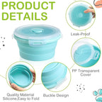 4 Pcs Collapsible Bowls with Lids Silicone Camping Food Storage Container Expandable Folding Salad Lunch Box Travel Container for Hiking Camping