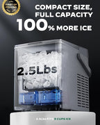 Silonn Countertop Ice Maker with Expanding 2.5L Ice Basket, 26.5lbs/24H, 9 Cubes in 6 Mins, Self-Cleaning Ice Maker with LED Touch Control, 2 Bullet Ice Sizes for Home, Kitchen, Office, Grey
