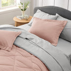 Bedsure Blush Pink King Size Comforter Set - 7 Pieces Reversible King Bed in a Bag King Bed Set with Comforters, Sheets, Pillowcases & Shams, King Bedding Sets