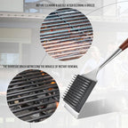 KULUNER Premium Grill Brush and Scraper - Solid Wood Handle, Scratch-Free Stainless Steel Bristles, Includes Replacement Brush Head - Features Bottle Opener, Compatible with All Grills