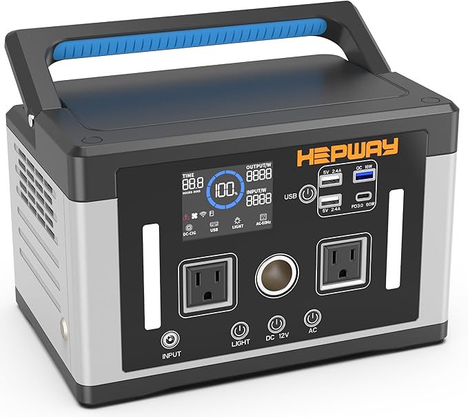 Portable Power Station 700W,577Wh Solar Generator Surge 1000W Pure Sine Wave 120V AC DC Outlets,Battery Powered Generator Home Backup Battery for CPAP,Home Emergencies,Camping,RVs,Blackout