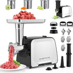 Electric Meat Grinder, 2000W Max Sausage Stuffer Maker, Vegetable Cheese Grater with 3 Shredder Slicer Blades, 2 Blades, 3 Plates, Sausage Tube, 2 Meat Claws, Burger Press & Kubbe Kit