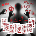 8 Sheets Halloween Window Clings, Bloody Handprint Footprint Window Stickers Scary Halloween Decorations Self Adhesive Wall Decal for Party Bathroom Car Door Zombi Restroom Sign Decals-85 Pcs