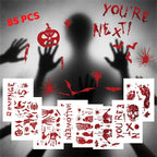 8 Sheets Halloween Window Clings, Bloody Handprint Footprint Window Stickers Scary Halloween Decorations Self Adhesive Wall Decal for Party Bathroom Car Door Zombi Restroom Sign Decals-85 Pcs