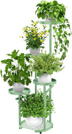 TOSKING 5 Tier Metal Plant Stand Indoor， Plant Shelf, Corner Shelf Flower Pot Stand for Outdoor Plant Stand for Living Room Balcony Garden Patio Bedroom (Green, 42in)