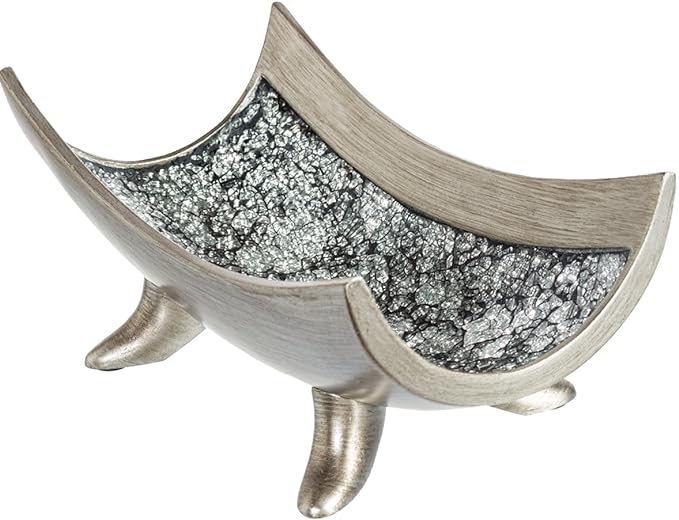Creative Scents Schonwerk Silver Centerpiece Bowl - Coffee Table Decor - Centerpiece Table Decorations for Dining Room Living Room or Entry Table - Decorative Bowl - Best Wedding/Birthday Gift