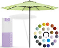 Midtown Umbrellas Push and Pop 10 Feet Outdoor Umbrella, Pear Stripes Polyester Fabric - Fiberglass Ribs Deck Patio Umbrella, Backyard Umbrella, Garden Umbrella & Pool Umbrella - Black Pole