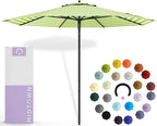Midtown Umbrellas Push and Pop 10 Feet Outdoor Umbrella, Pear Stripes Polyester Fabric - Fiberglass Ribs Deck Patio Umbrella, Backyard Umbrella, Garden Umbrella & Pool Umbrella - Black Pole