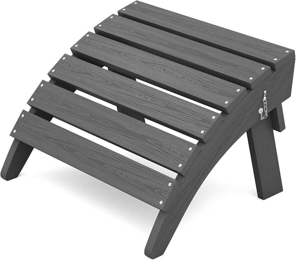 KINGYES Folding Adirondack Ottoman for Adirondack Chair, Grey