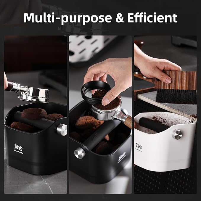 Espresso Knock Box - Bincoo Espresso Machine Knock Box/Espresso Grounds Knock Box, Barista Style Coffee Knock Box for Grounds with Removable Shock-Absorbent Knock Bar and Anti-Slip Base. (Green)
