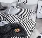 White and Black Stripes Comforter Set Cal King Women Bedding Set Soft Durable White Striated Bedding Set Black Stripes Cal King Quilts Hotel Quality Comforter Girls White Black Stripes Bed Set