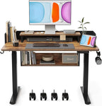 BANTI 48"x24" Standing Desk Adjustable Electric Height with Monitor Stand, Double Storage Shelves Stand Up Desk, Home Office Workstation Sit Stand up Desk (Rustic Brown)