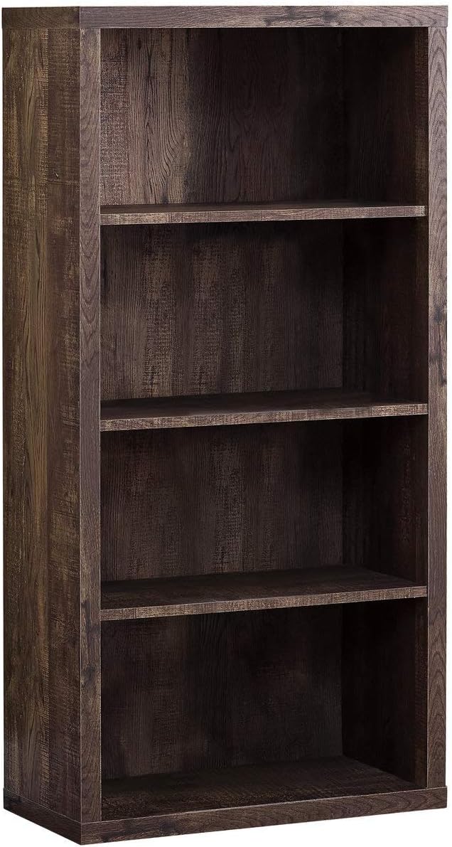 Monarch Specialties Bookcase - Sturdy Etagere with 3 Adjustable Book Shelves - 48”H (Brown)