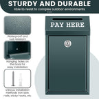 Yaocom Safe Metal Cash Box for Farm Stand – Money Drop and Secure Donation Collection, Wall Mount Lockable Unit with Pre Drilled Holes for Outdoor Self Serve(Dark Green,10.2 x 5.7 x 2.8 Inch)