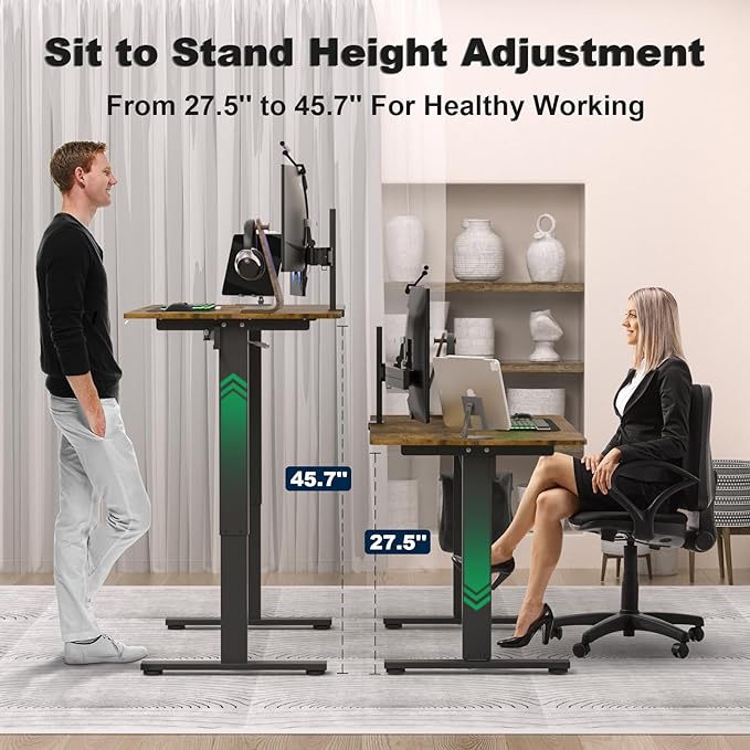 Electric Standing Desk Height Adjustable - 40 x 24 Inches Sit Stand up Desk & Memory Preset Ergonomic Rising Desks for Work, Home Office Workstation Gaming Rising Desk Study Table