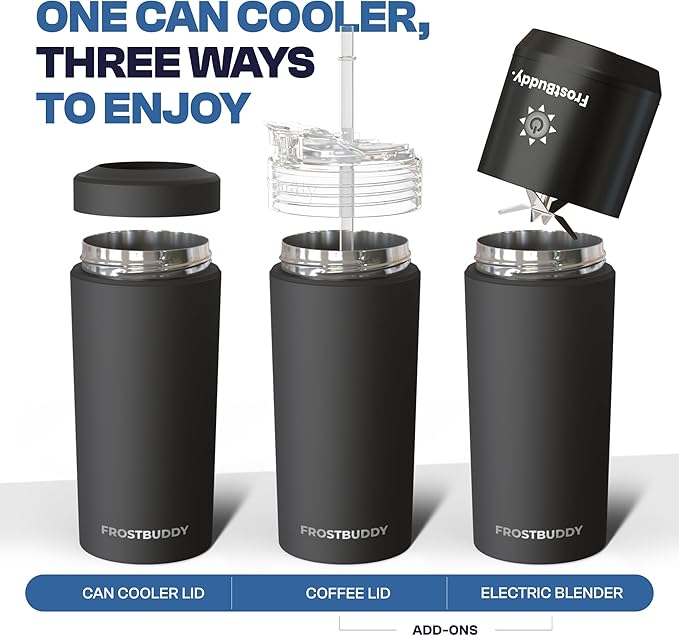 Frost Buddy XL Can Cooler - Fits 12/16/20/24 oz Cans & Bottles (Navy) | Keeps drinks chilled 12+ hrs | No sweat, no condensation | Fits slim & standard cans