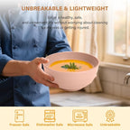 Homienly Large Wheat Straw Bowls 60oz Light Color Bowl Set of 8 - The Ultimate All-in-One Set for Salad, Soup, Cereal & Oatmeal, Microwave Safe & Unbreakable