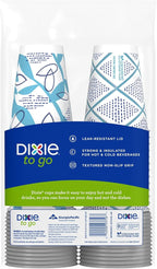 Dixie To Go Paper Coffee Cups With Lids, 12 oz, 156 Count (6 packs of 26 cups), Disposable Insulated Paper Cups for On-The-Go Hot or Cold Beverages