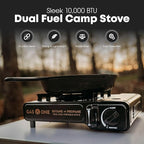 GasOne 10,000 BTU Dual Fuel Camp Stove – Butane and Propane Burner Portable Stove Camping Grill with Adjustable Heat Dial, Carry Case, Automatic Electric Ignition – Safe and Durable Construction