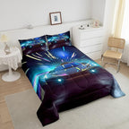 Boys Race Car Down Duvet, Cool Sports Car Comforter Set For Men Women, Extreme Sports Racer Bedding Set Full, Yellow Automobile Car Quilt Set, 1 Comforter Set With 2 Pillowcases, Lightweight, Blue