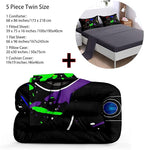5 Pieces Gamer Comforter Set for Boys Gaming Bedding Set Twin Size,Video Game Controller Comforter for Boys Kids Adult 3D Gamepad Microfiber Bed in A Bag Sets3001,Twin