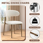 UVV Dining Chairs Set of 6, Metal Kitchen Chairs with Modern Fabric Upholstered for Dining Room, Beige