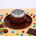 Dpofirs 2 in 1 Electric Fondue Set & Smores Maker Tabletop Indoor Kit, with 4 Forks & 4 Trays, Smores Station Chocolate Melting Pot - Date & Movie Night Supplies (Coffee Color)