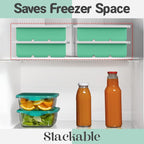 KitchFort® Large Silicone Ice Cube Tray (3-Pack), Easy Release 2" Big Ice Cubes - Cocktail, Whiskey Ice Cubes Mold - Ice Trays for Freezer with Lid - Stackable Silicone Ice Tray - Green
