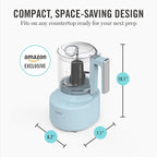 Martha Stewart 3 Cup Electric Vegetable Chopper & Mini Food Processor, Blue | 24oz BPA-Free Bowl, Stainless Steel Blades, Pour Spout, Dice, Puree, Mince, Chop Vegetables & Herbs, Dishwasher-Safe Parts