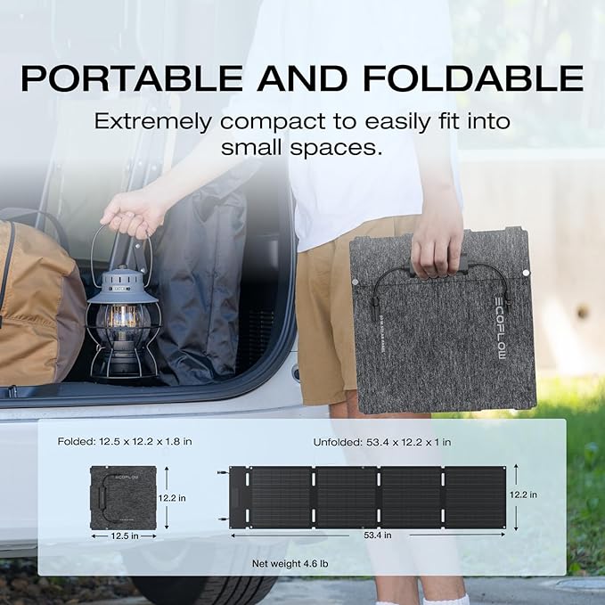 EF ECOFLOW Portable Power Station RIVER 2 with 60W Solar Panel, 256Wh LiFePO4 Battery/ 1 Hour Fast Charging, Up to 600W Output, Solar Generator for Outdoor Camping/RVs/Home Use