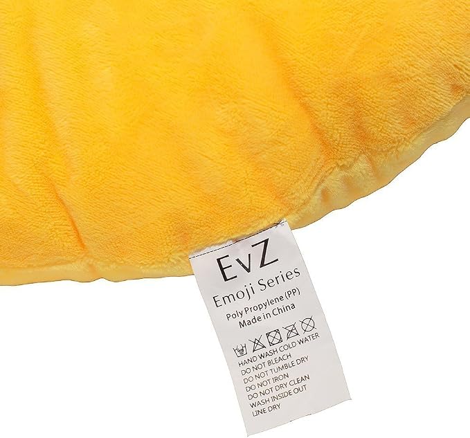 EvZ Official Certified Flushed Emoji Pillow - 32cm Large Soft Plush Rosy Cheeks Smiley Face Emoticon Cushion - Cute Shy Decorative Stuffed Toy for Girls, Bedroom & Thinking of You Gift (Yellow)