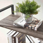 BON AUGURE Industrial 4 Tier Bookshelf, Modern Open Etagere Bookcase, Wood Metal Book Shelves for Living Room, Bedroom and Office (Dark Gray Oak)