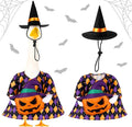 Sanwuta 1 Set Halloween Porch Goose Outfit Pumpkin Pillow Design with Witch Hat for 23" Lawn Cement Goose Porch Geese Clothes Costume for Halloween Garden Patio Yard Outdoor Decorations