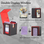 MTG Deck Box, Double Display Window MTG, Commander Deck Box Fits 120+ Single Sleeved Cards, PU Leather Magnetic Closure Card Box with 2 Dividers&2 Toploaders for TCG, CCG, Black