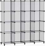 HOMIDEC Book Shelf 16 Cubes Bookcase Bookshelf Cube Storage Organizer Portable Display Bookshelf Kids Bookshelf Book Case for Study Room,Bedroom,Office,Living Room,Closet (47.2x11.8x47.2 inch)