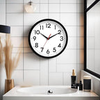 Wall Clock Small Analog 8 Inch Silent Non Ticking Battery Operated Modern Simple Decorative for Kitchen Office Bedroom Bathroom Living Room(Black)